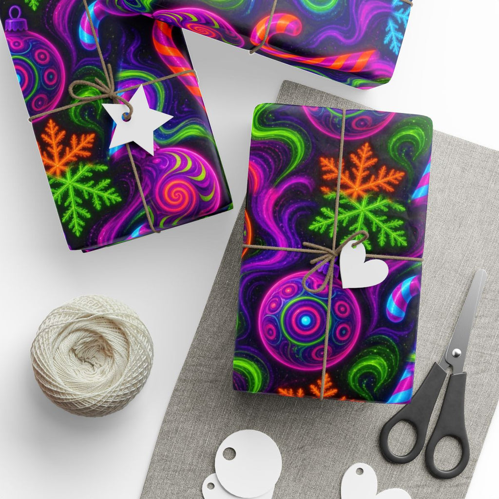 Trippy Christmas Neon Wrapping Paper