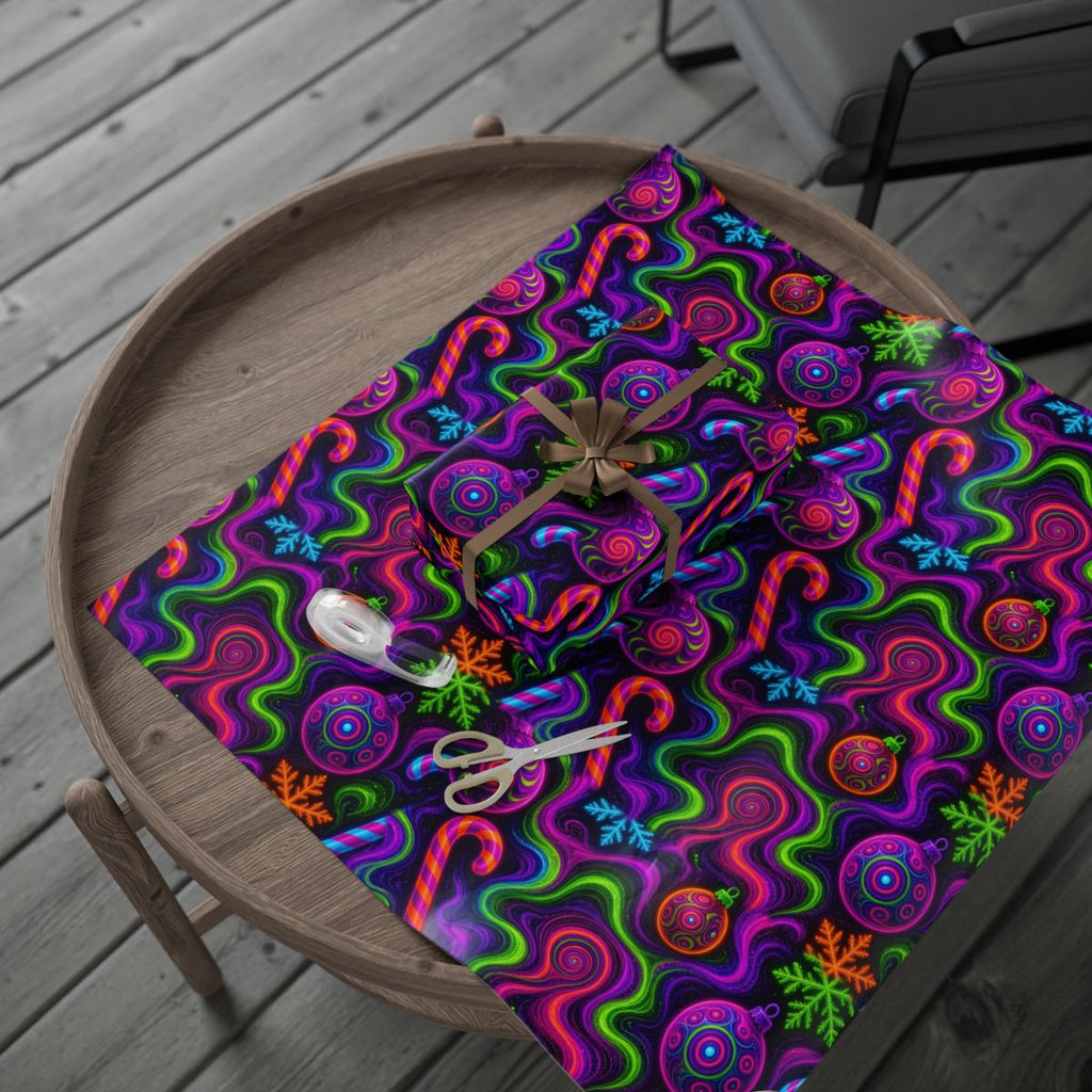 Trippy Christmas Neon Wrapping Paper