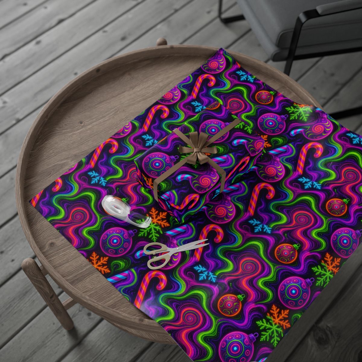 Trippy Christmas Neon Wrapping Paper