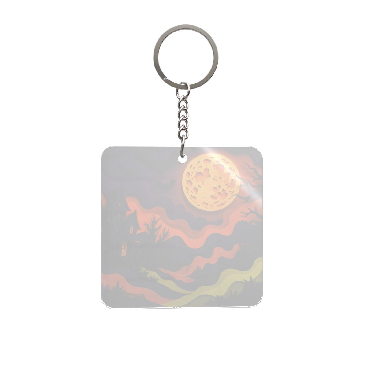 Trippy Halloween Paper Cut Square Keychain
