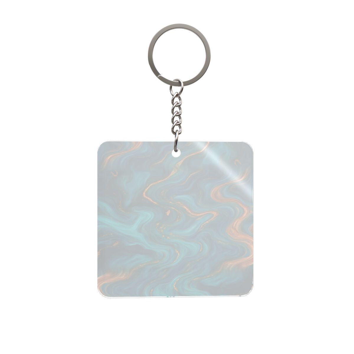 Turquoise & Copper Marble Square Keychain